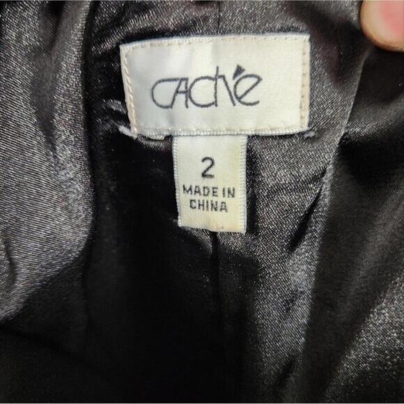 Cache VTG 80s Bodycon Dress Women’s 2 Origami One Shoulder Black Gold - Picture 4 of 5